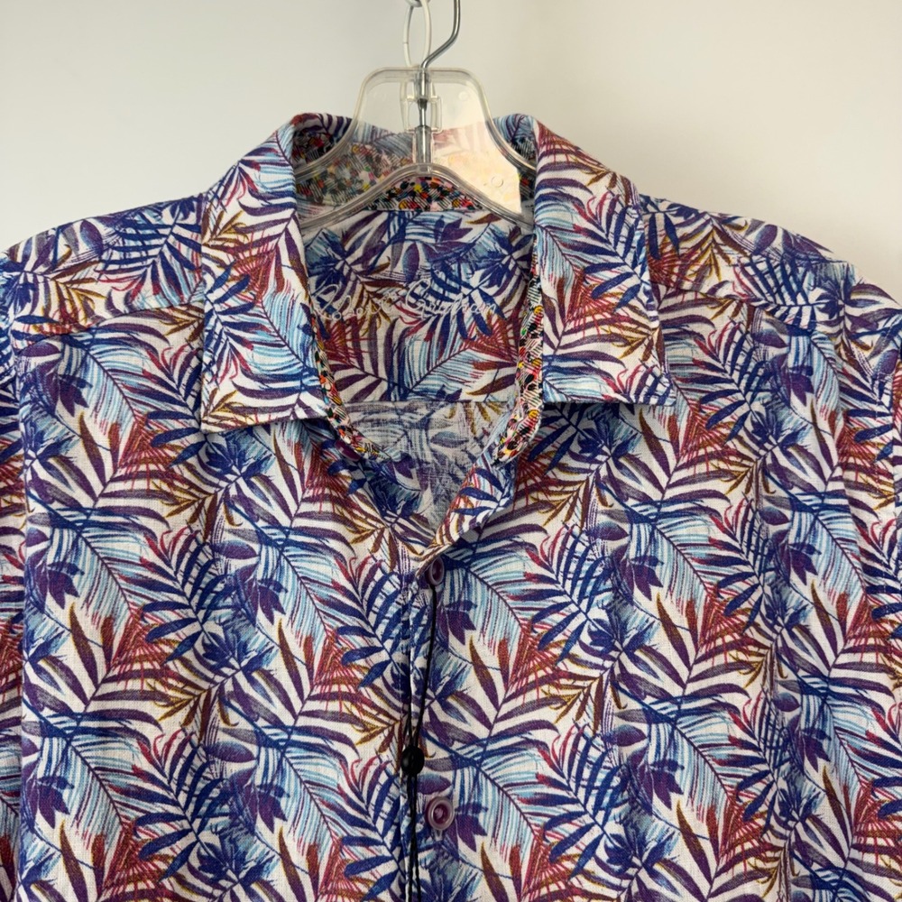 Robert Graham Teigen Mens Medium Multi Tropical Palm Linen Shirt NWT - Picture 12 of 16